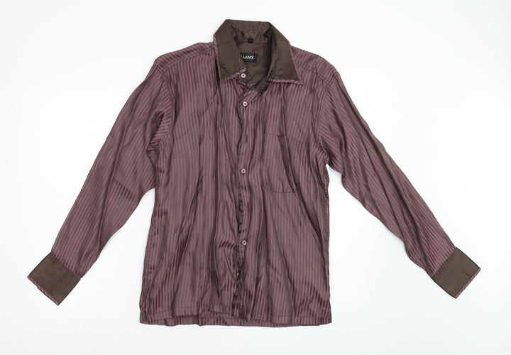 Lamy Mens Purple Striped   Button-Up Size L