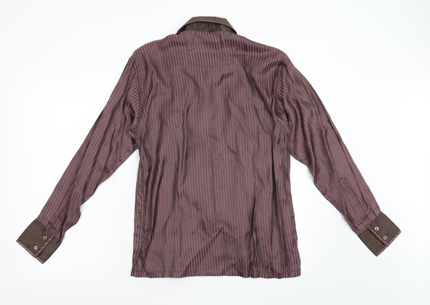 Lamy Mens Purple Striped   Button-Up Size L