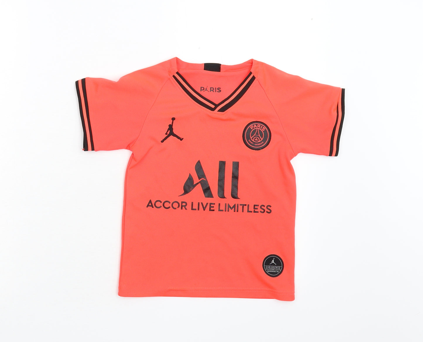 Preworn Boys Orange   Basic T-Shirt Size M  - Paris Saint Germain Mbappé