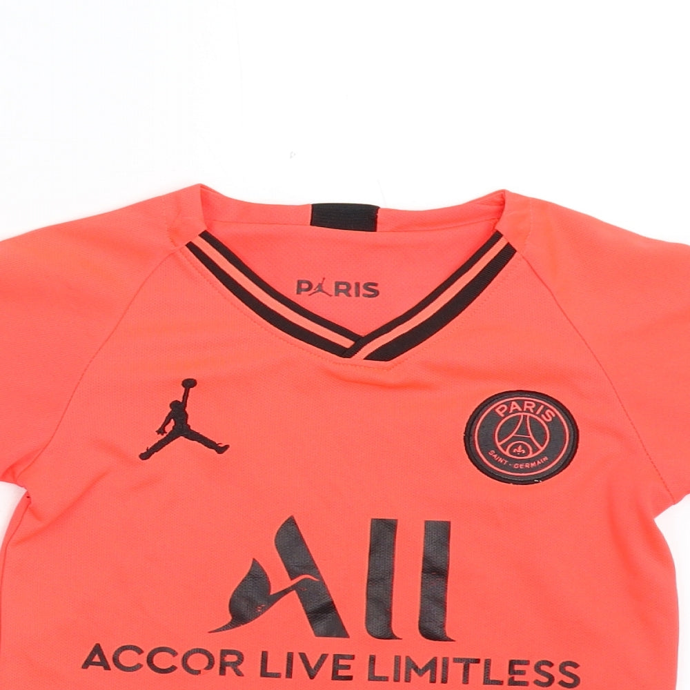 Preworn Boys Orange   Basic T-Shirt Size M  - Paris Saint Germain Mbappé