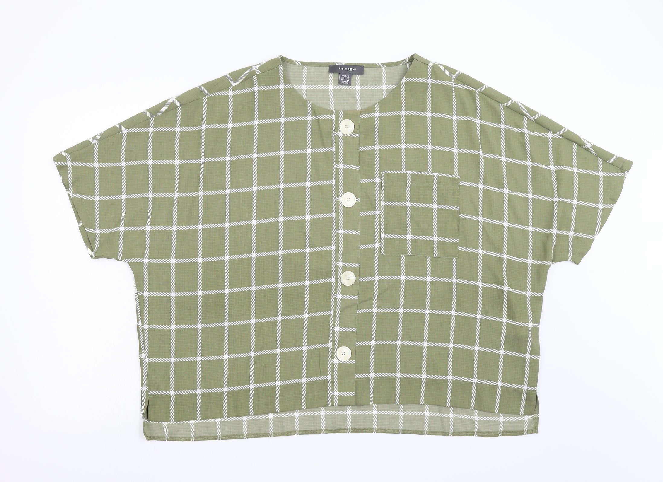 Primark Womens Green Check Basic Blouse Size 16 β Preworn