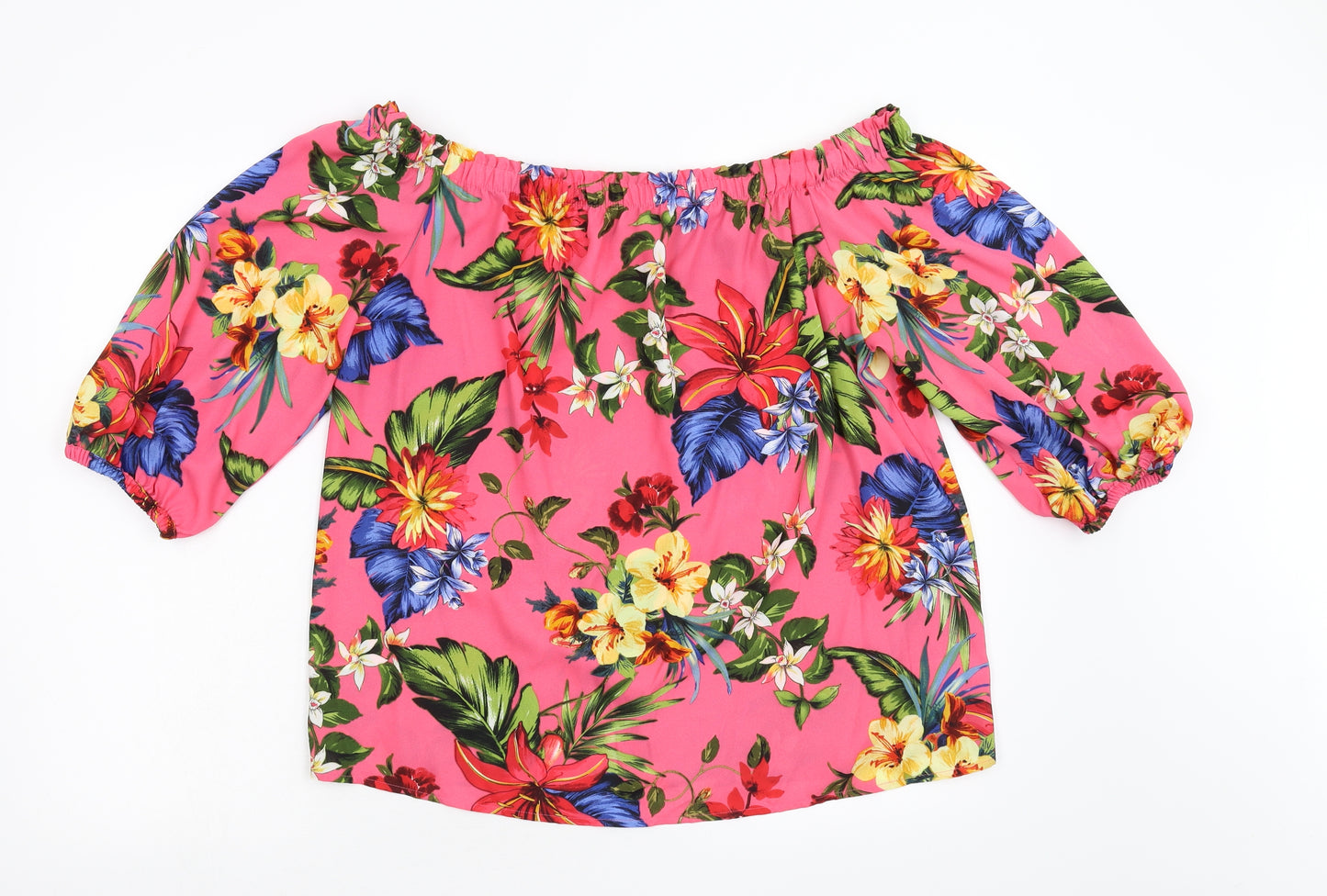 F&F Womens Pink Floral  Basic Blouse Size 14