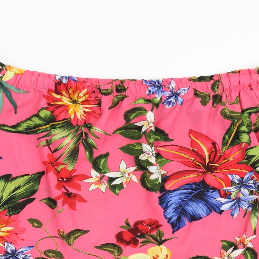 F&F Womens Pink Floral  Basic Blouse Size 14