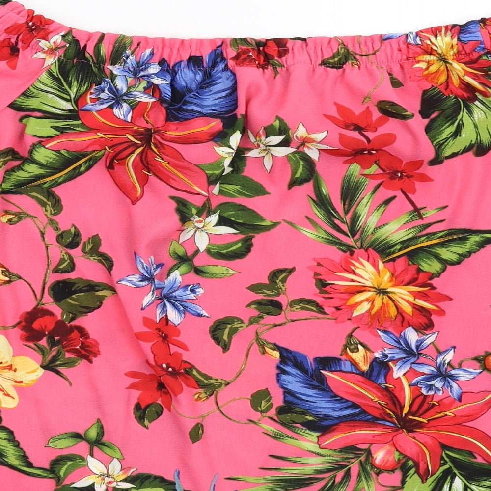 F&F Womens Pink Floral  Basic Blouse Size 14