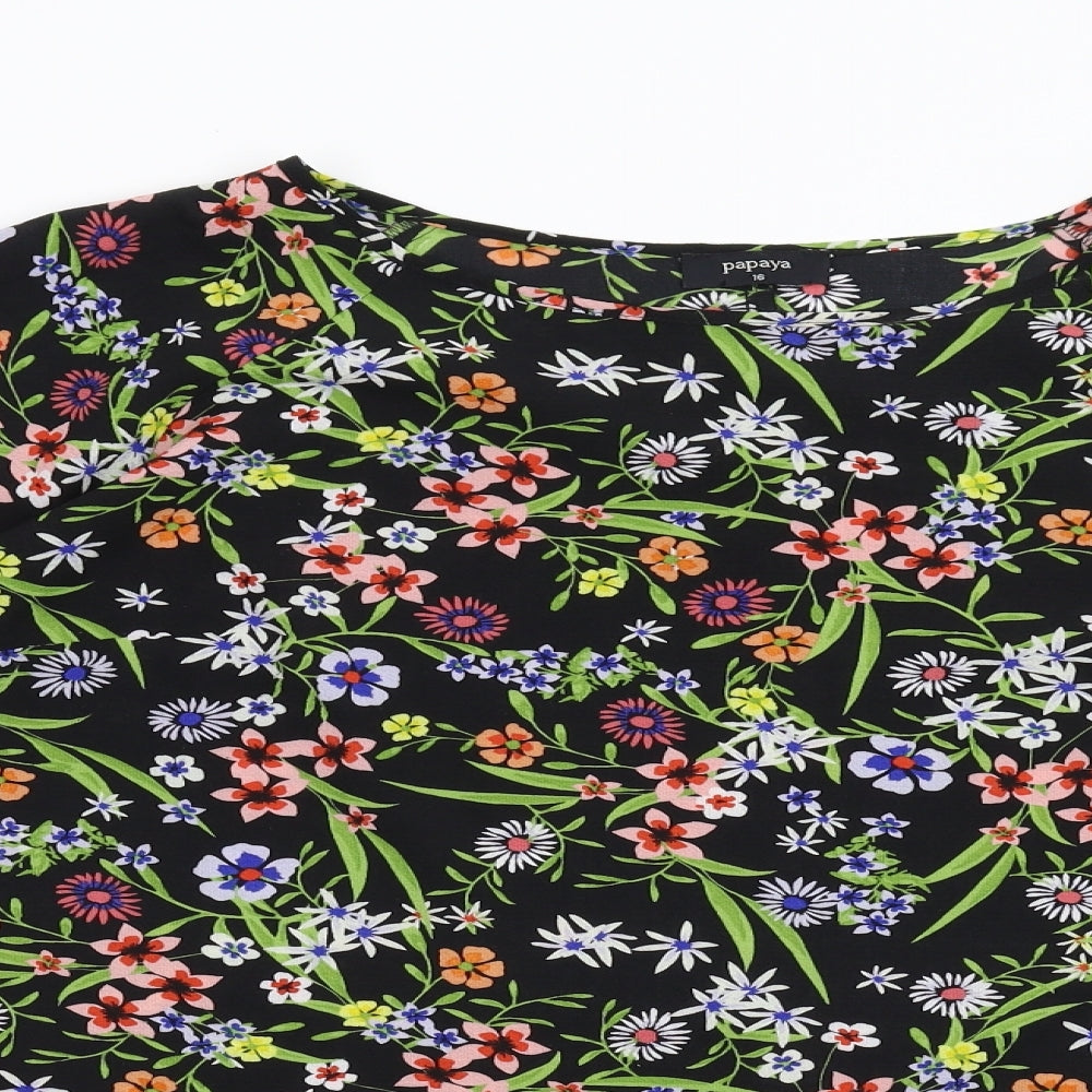 Matalan Womens Black Floral  Basic Blouse Size 12