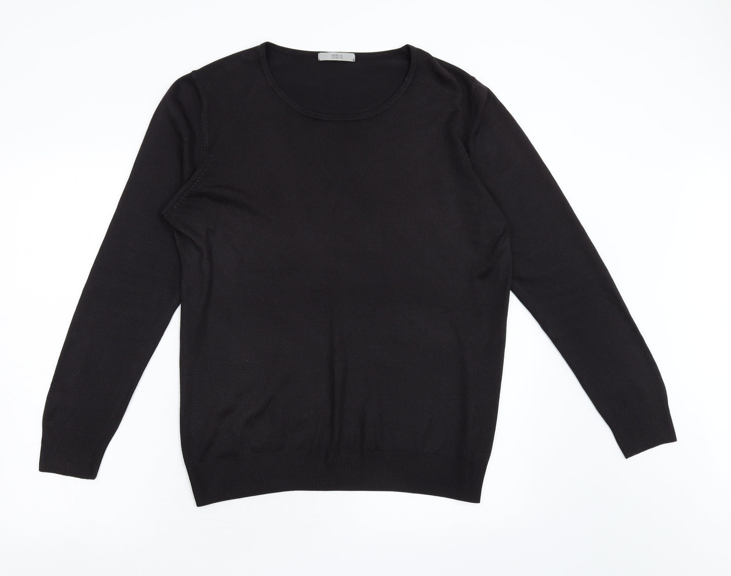 M&S Womens Black  Knit Pullover Jumper Size 16