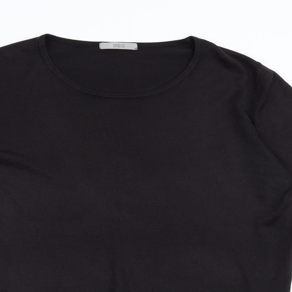 M&S Womens Black  Knit Pullover Jumper Size 16