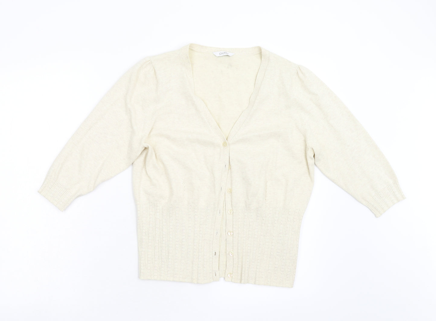 BHS Petite Womens Beige  Knit Cardigan Jumper Size 16