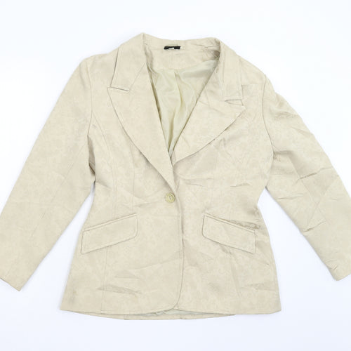 Ice Womens Gold Floral  Jacket Blazer Size 14
