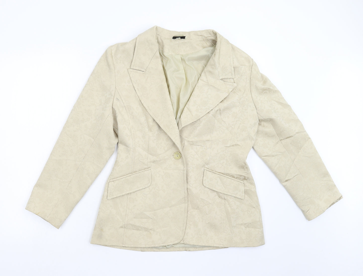 Ice Womens Gold Floral  Jacket Blazer Size 14