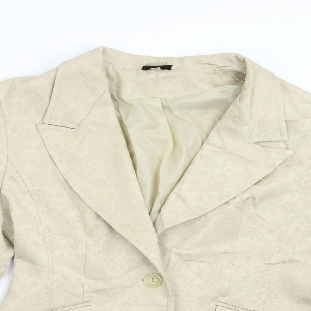 Ice Womens Gold Floral  Jacket Blazer Size 14