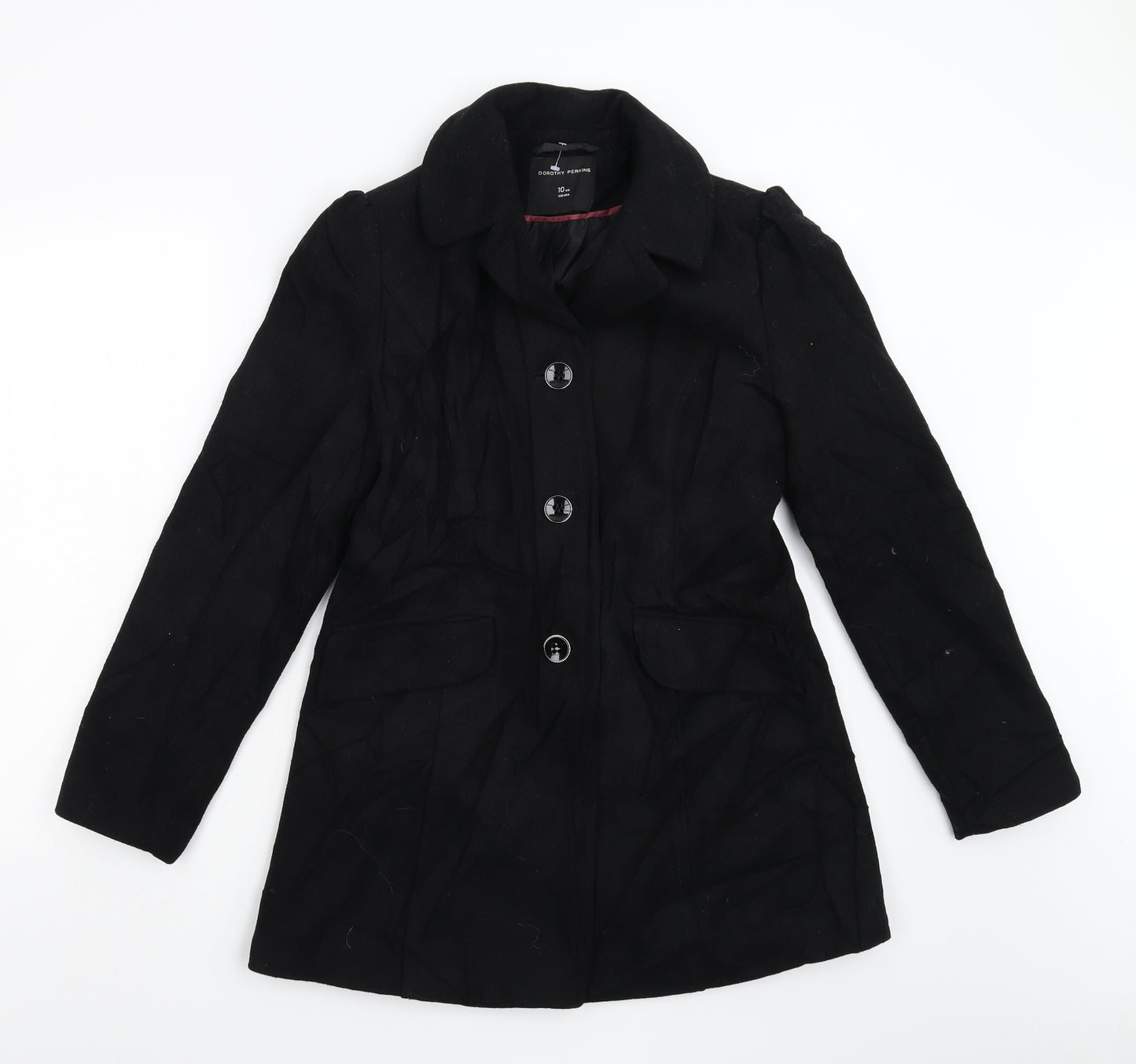Dorothy Pertkins Womens Black   Overcoat Coat Size 10