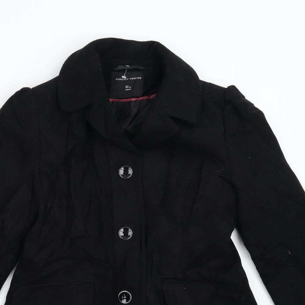 Dorothy Pertkins Womens Black   Overcoat Coat Size 10