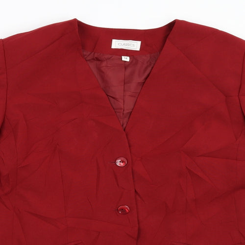 Classics Womens Red   Jacket Suit Jacket Size 14