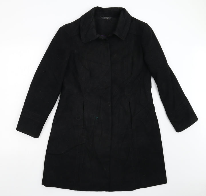 BM Womens Black Overcoat Coat Size 12
