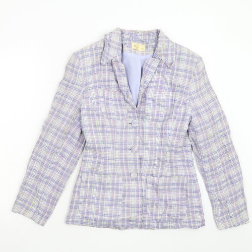 BHS Womens Purple Check  Jacket Blazer Size 10