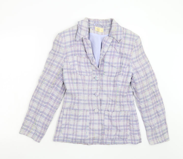 BHS Womens Purple Check Jacket Blazer Size 10