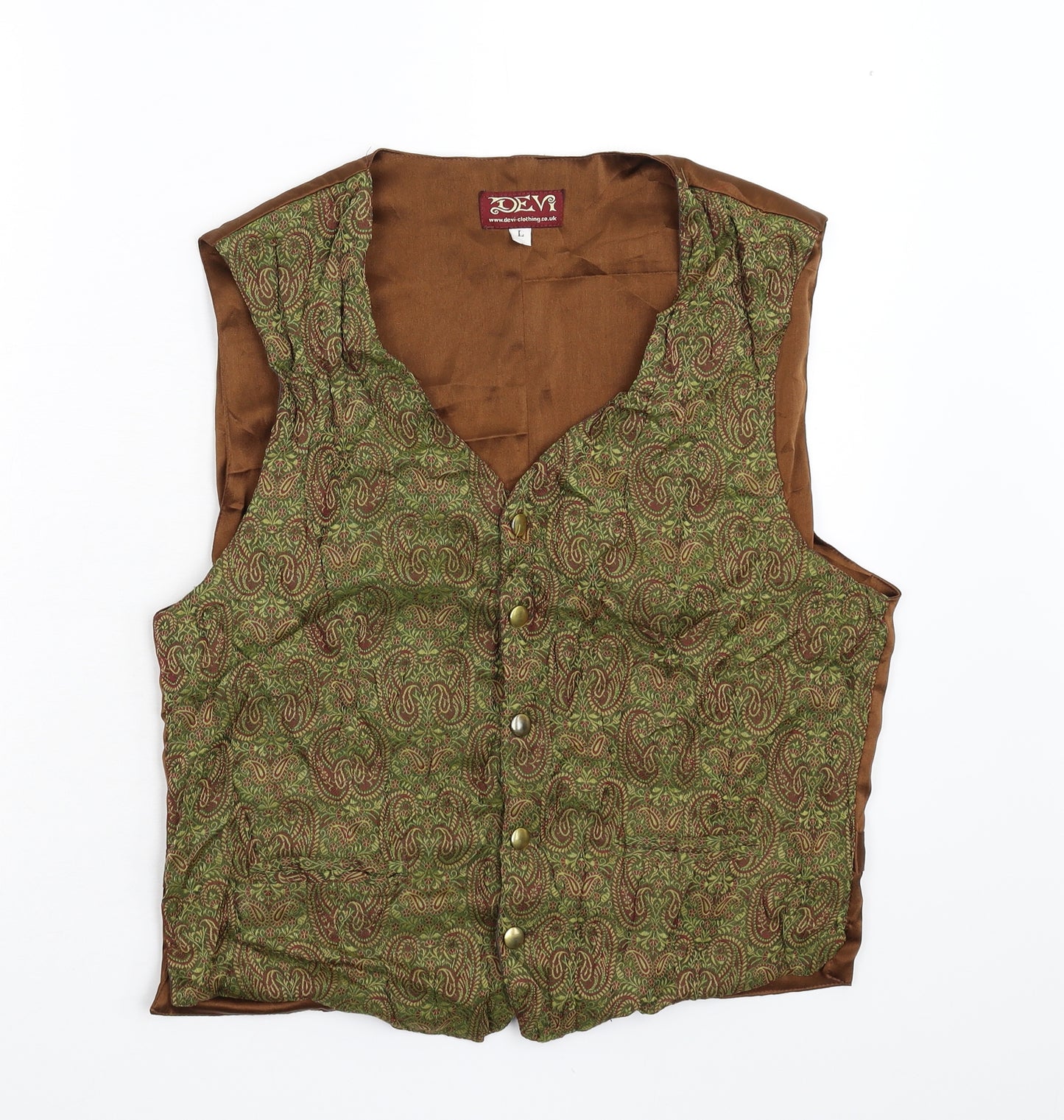 Devi Mens Green Paisley   Suit Waistcoat Size L