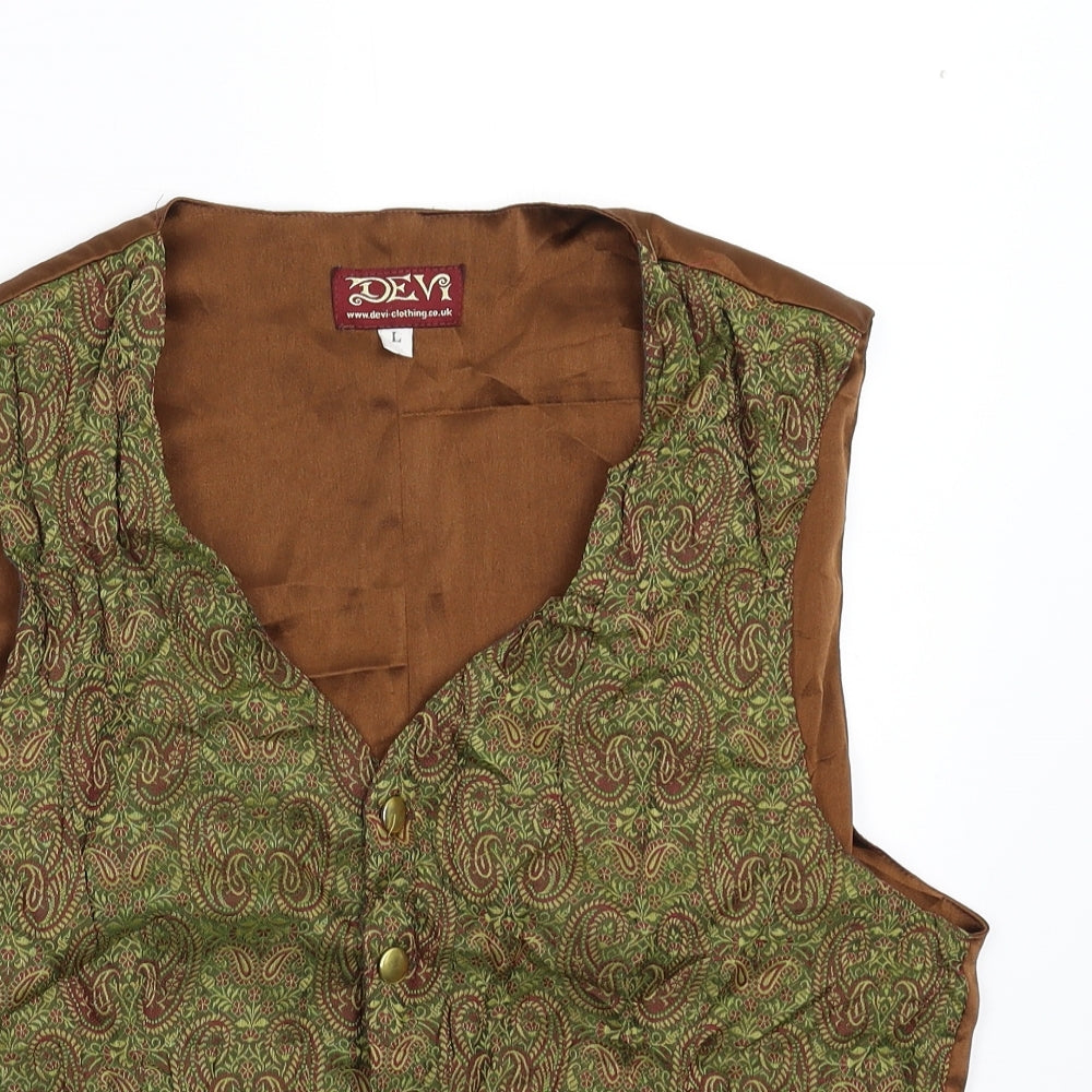 Devi Mens Green Paisley   Suit Waistcoat Size L