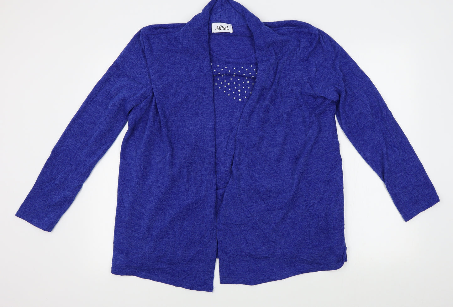 Afibel Womens Blue   Cardigan Jumper Size 16  - shirt insert