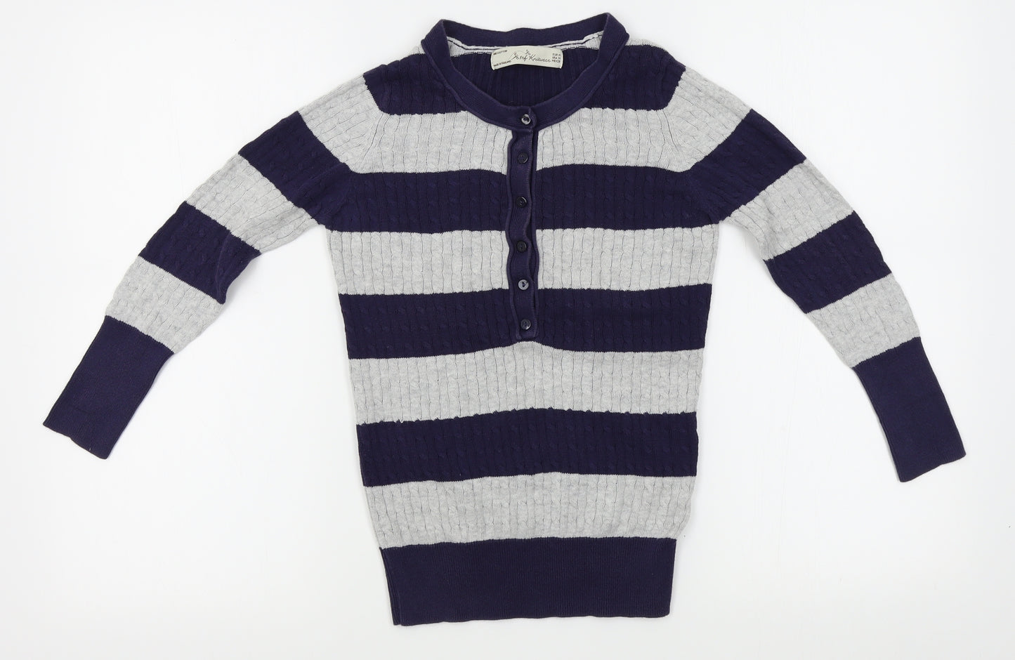 Knitwear Womens Blue Striped  Cardigan Jumper Size M