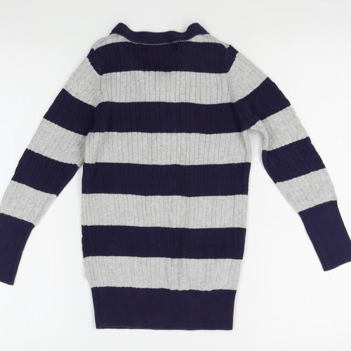 Knitwear Womens Blue Striped  Cardigan Jumper Size M