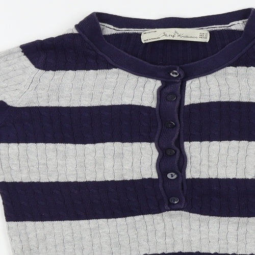 Knitwear Womens Blue Striped  Cardigan Jumper Size M