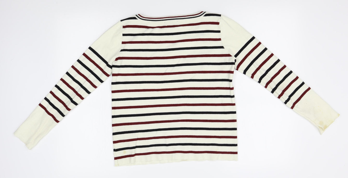 Zara Womens Ivory Striped  Pullover Jumper Size M