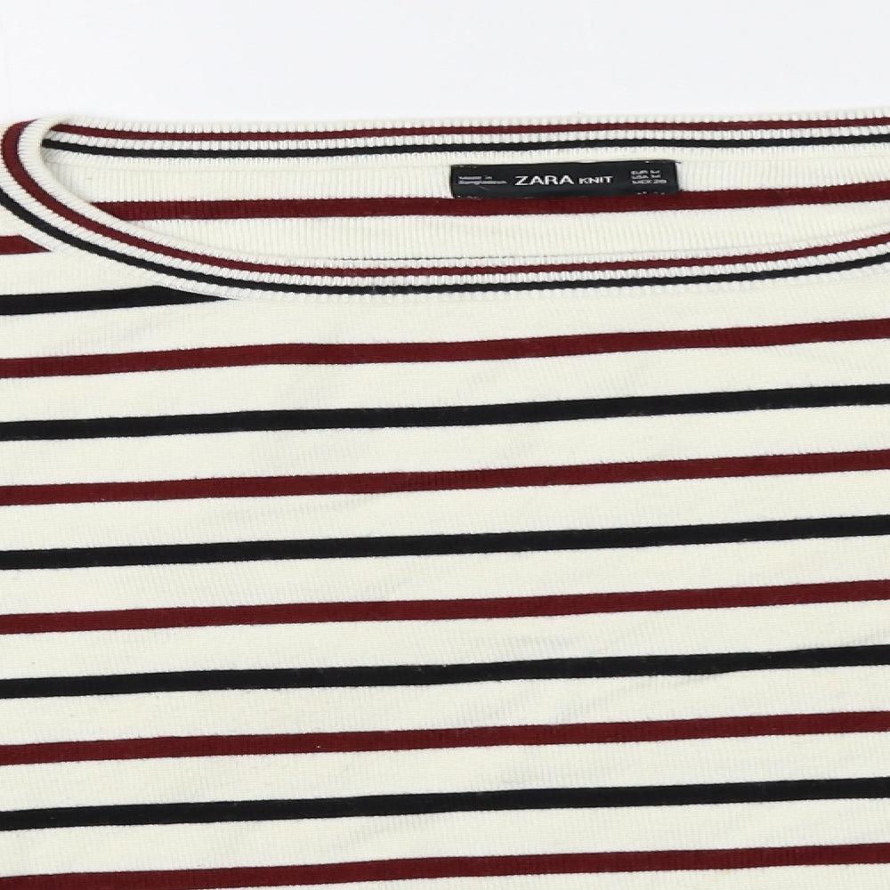 Zara Womens Ivory Striped  Pullover Jumper Size M