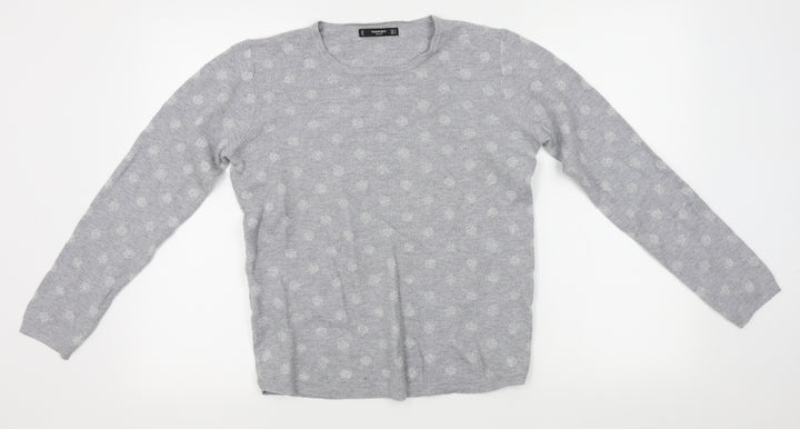 Mango Womens Grey Polka Dot Pullover Jumper Size M