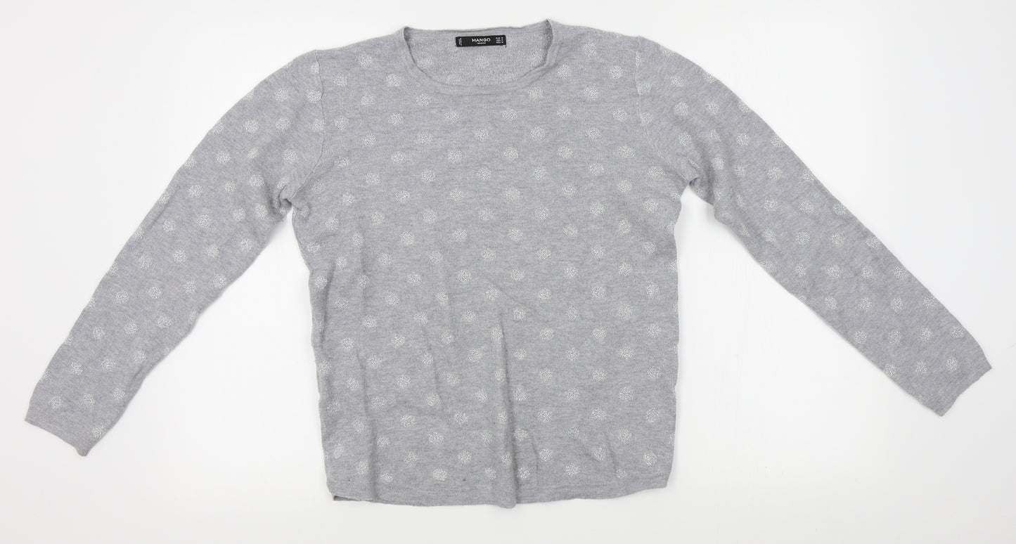 Mango Womens Grey Polka Dot  Pullover Jumper Size M