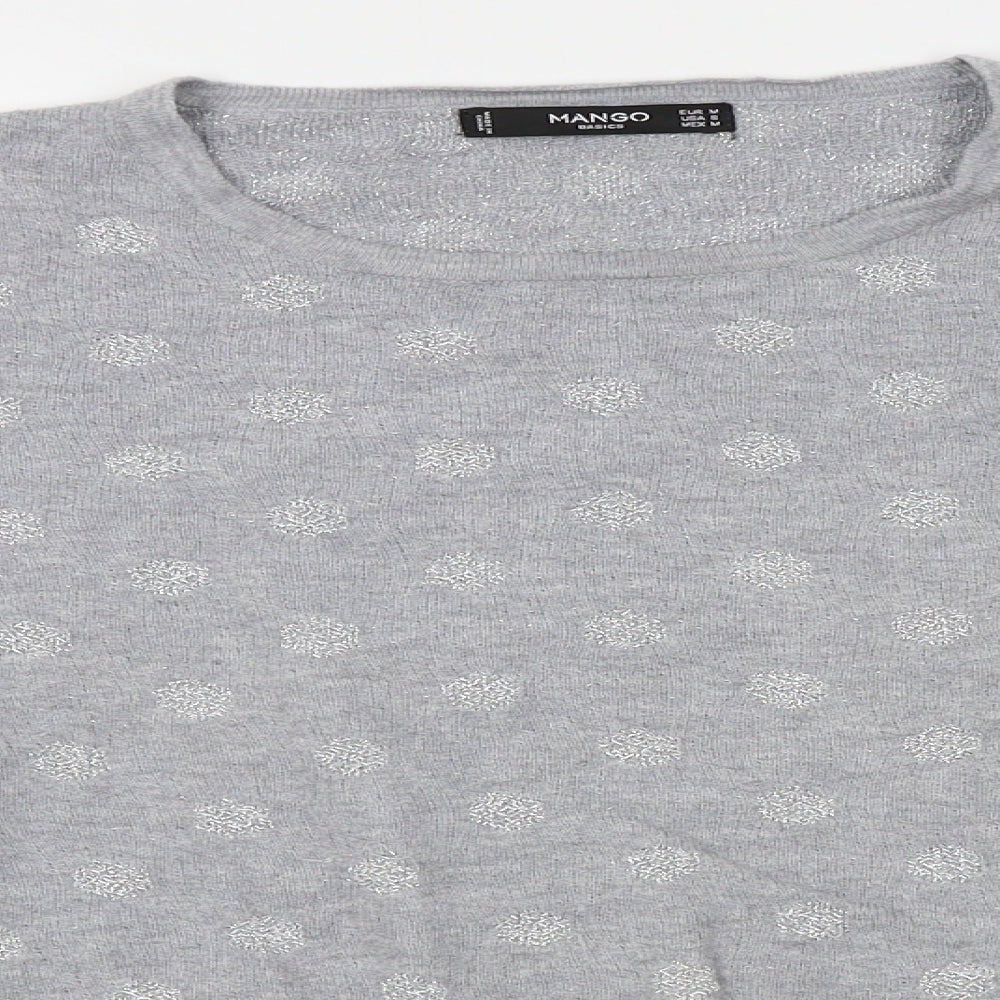Mango Womens Grey Polka Dot  Pullover Jumper Size M