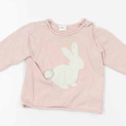 H&M Girls Pink   Pullover Jumper Size 6-9 Months