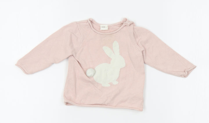 H&M Girls Pink Pullover Jumper Size 6-9 Months