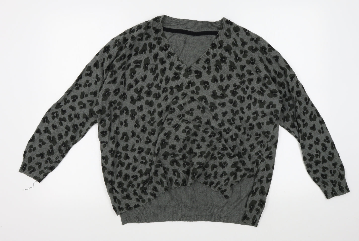 Mint Velvet Womens Grey Animal Print  Pullover Jumper Size L