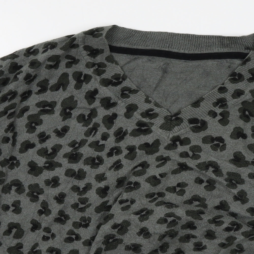 Mint Velvet Womens Grey Animal Print  Pullover Jumper Size L