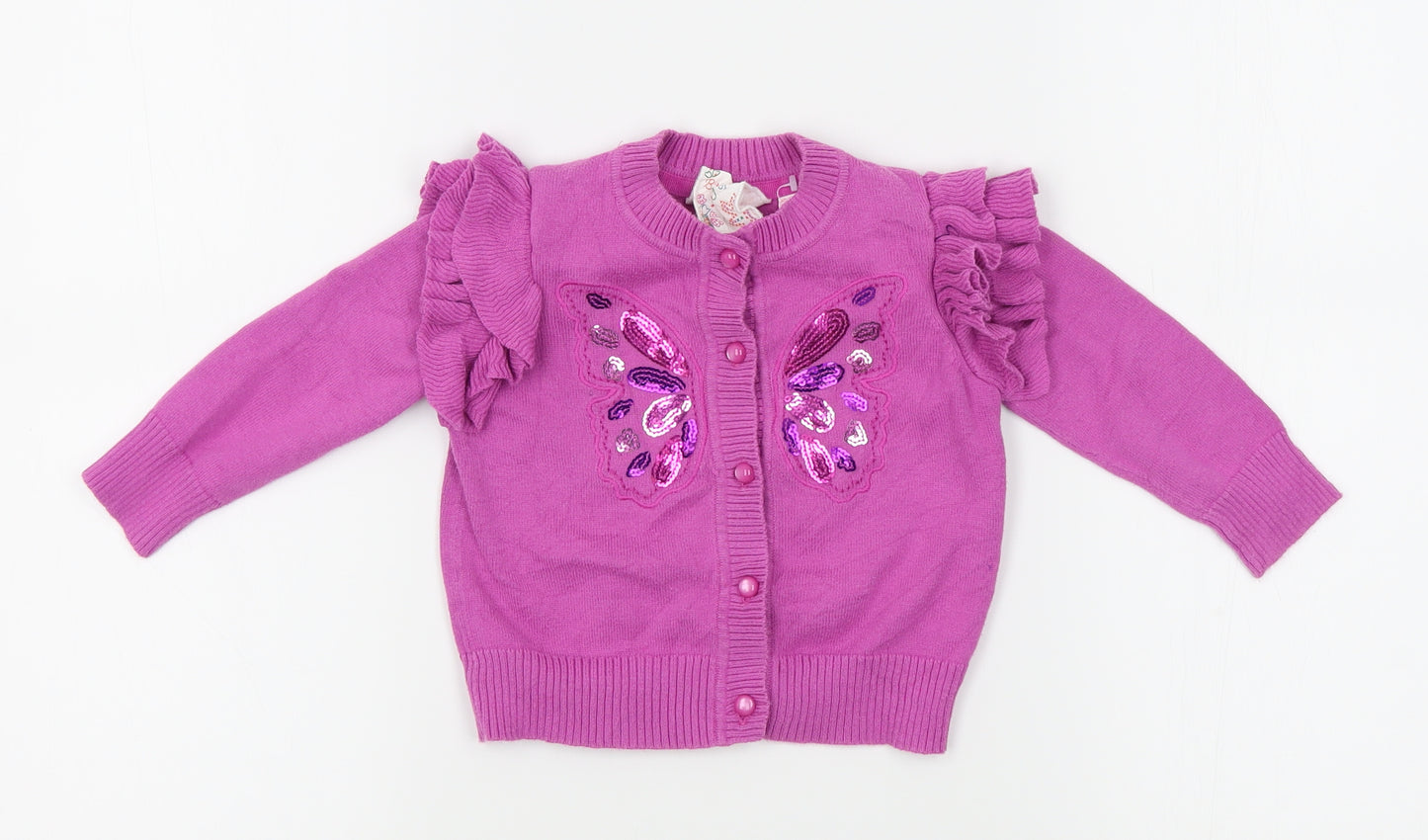 Butterfly Girl Girls Pink   Cardigan Jumper Size 12-18 Months