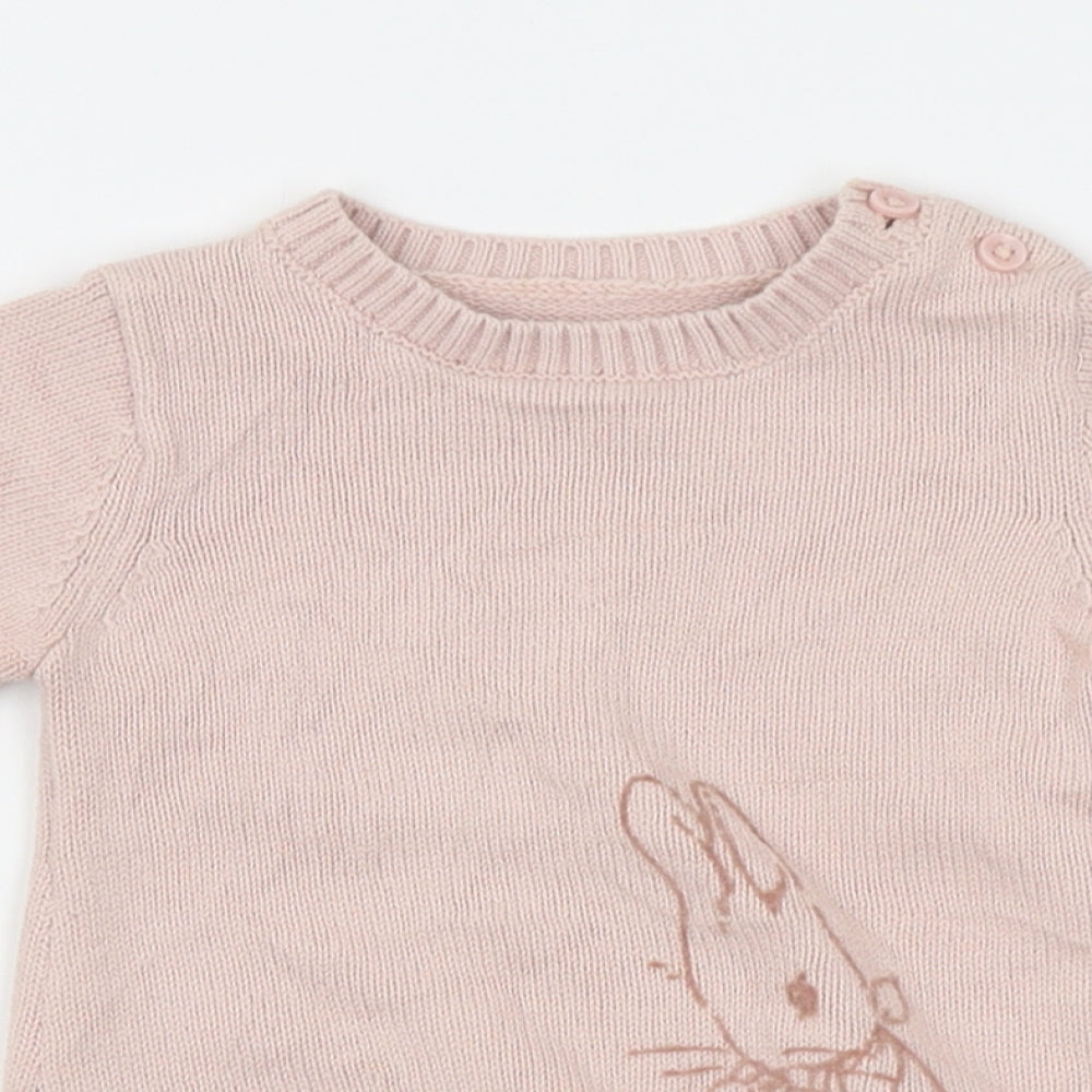 M&S Girls Pink   Pullover Jumper Size 6-9 Months
