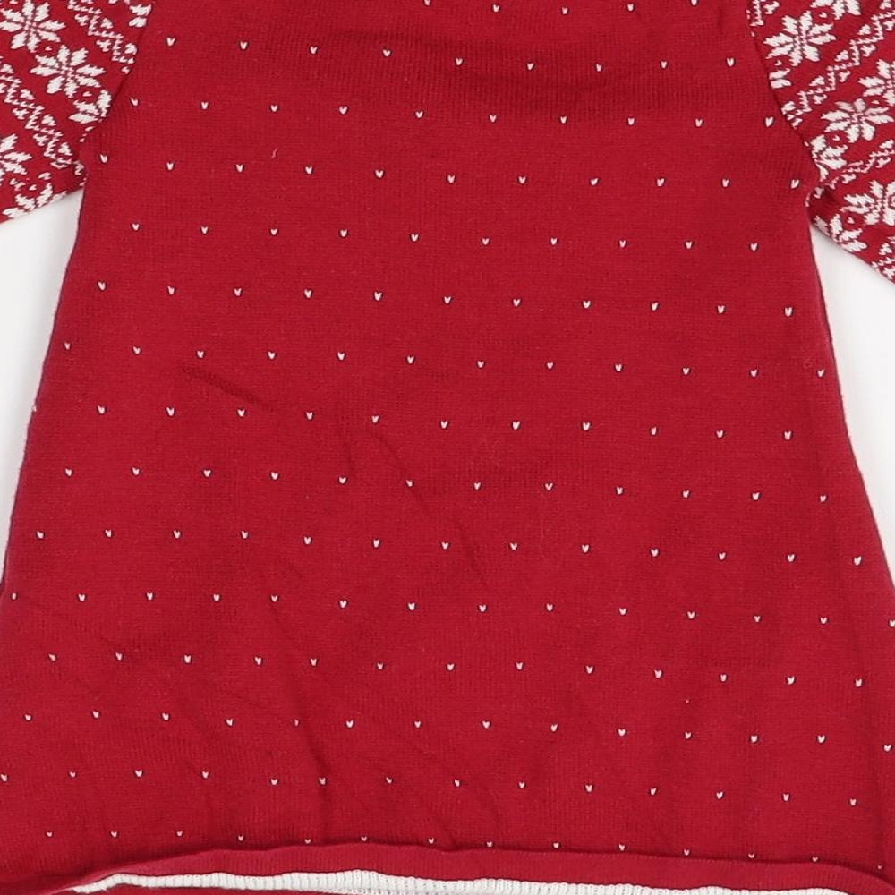 Mini Club Girls Red Striped  Jumper Dress  Size 3-6 Months  - christmas