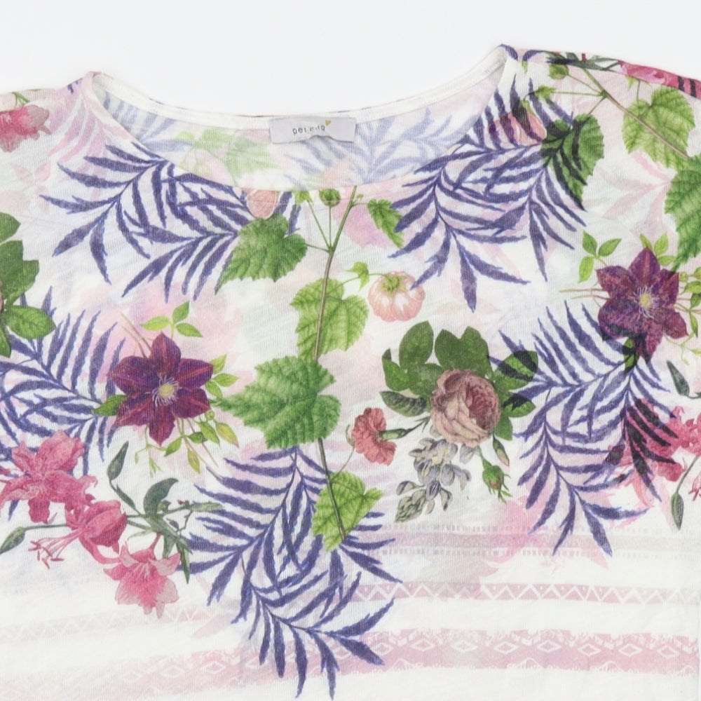 M&S Womens White Floral  Basic T-Shirt Size 14