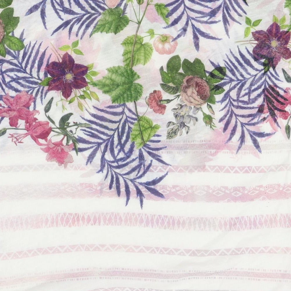 M&S Womens White Floral  Basic T-Shirt Size 14