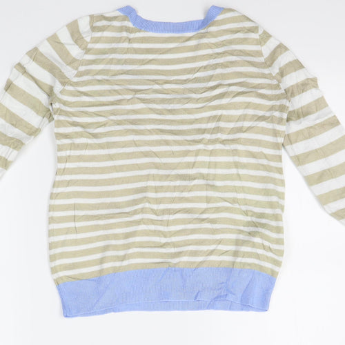 Preworn Womens White Striped  Pullover Jumper Size XS