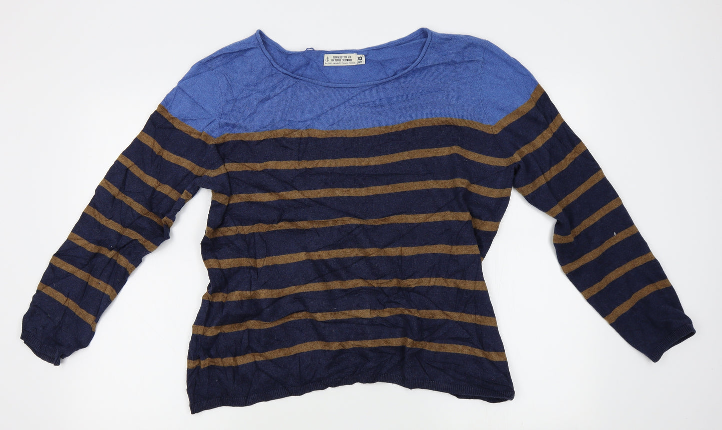 sophie chadwick Womens Blue Striped  Pullover Jumper Size 18