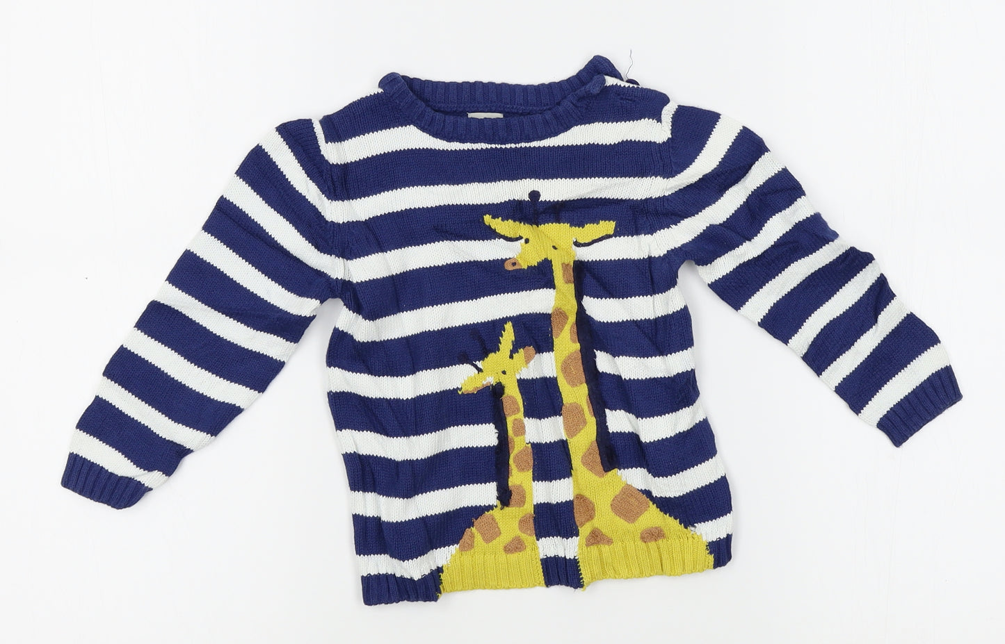 John Lewis Baby White Striped  Pullover Jumper Size 18-24 Months  - giraffe