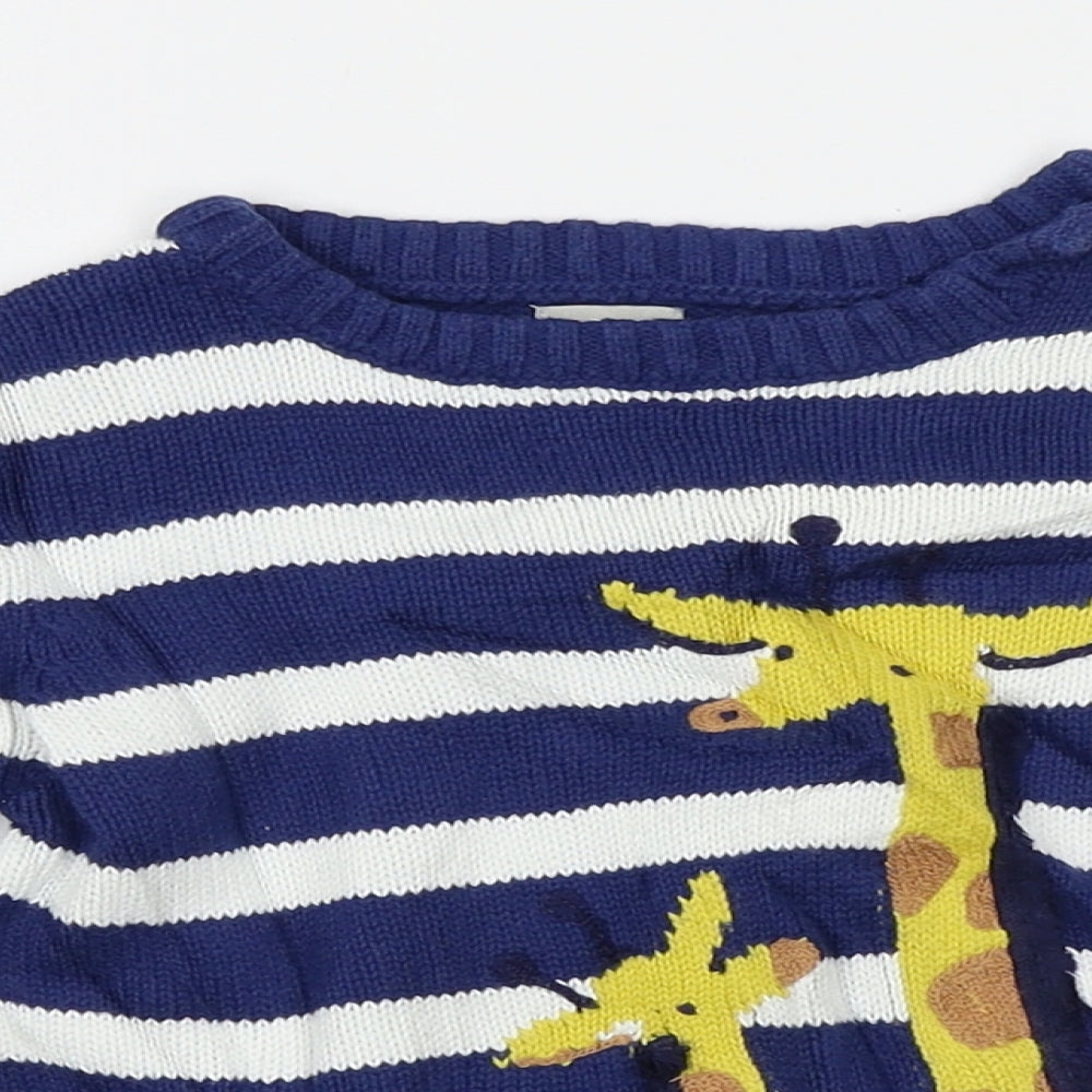 John Lewis Baby White Striped  Pullover Jumper Size 18-24 Months  - giraffe