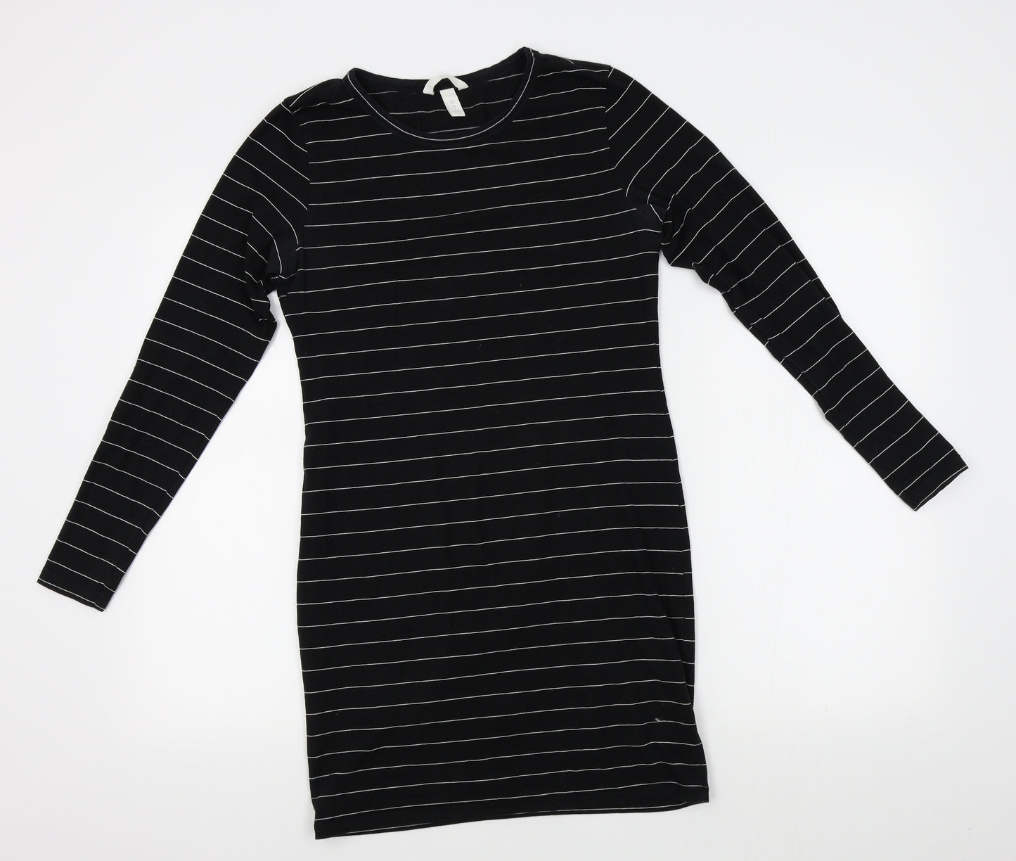 H&M Womens Black Striped  Tunic T-Shirt Size S  - grunge