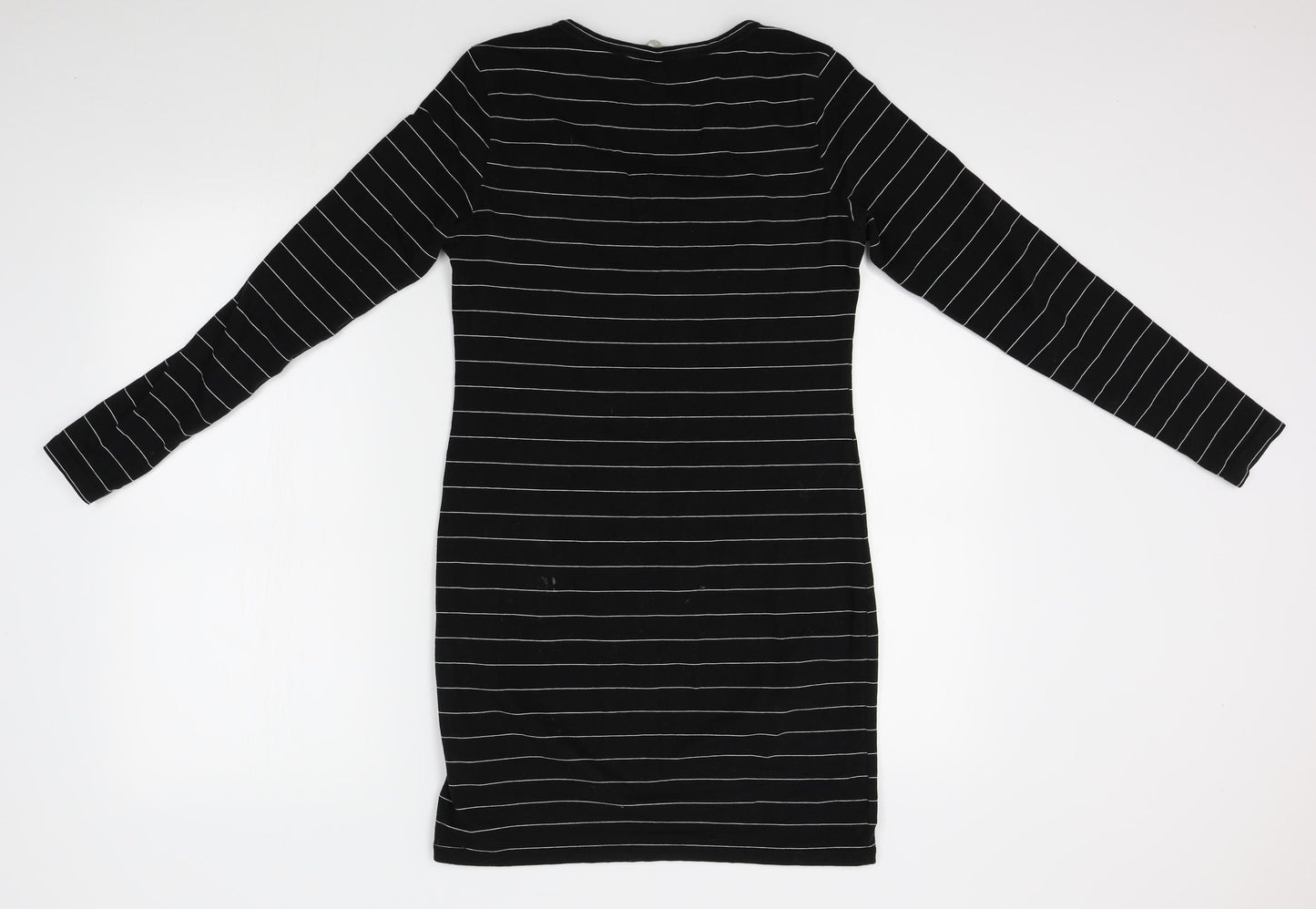 H&M Womens Black Striped  Tunic T-Shirt Size S  - grunge