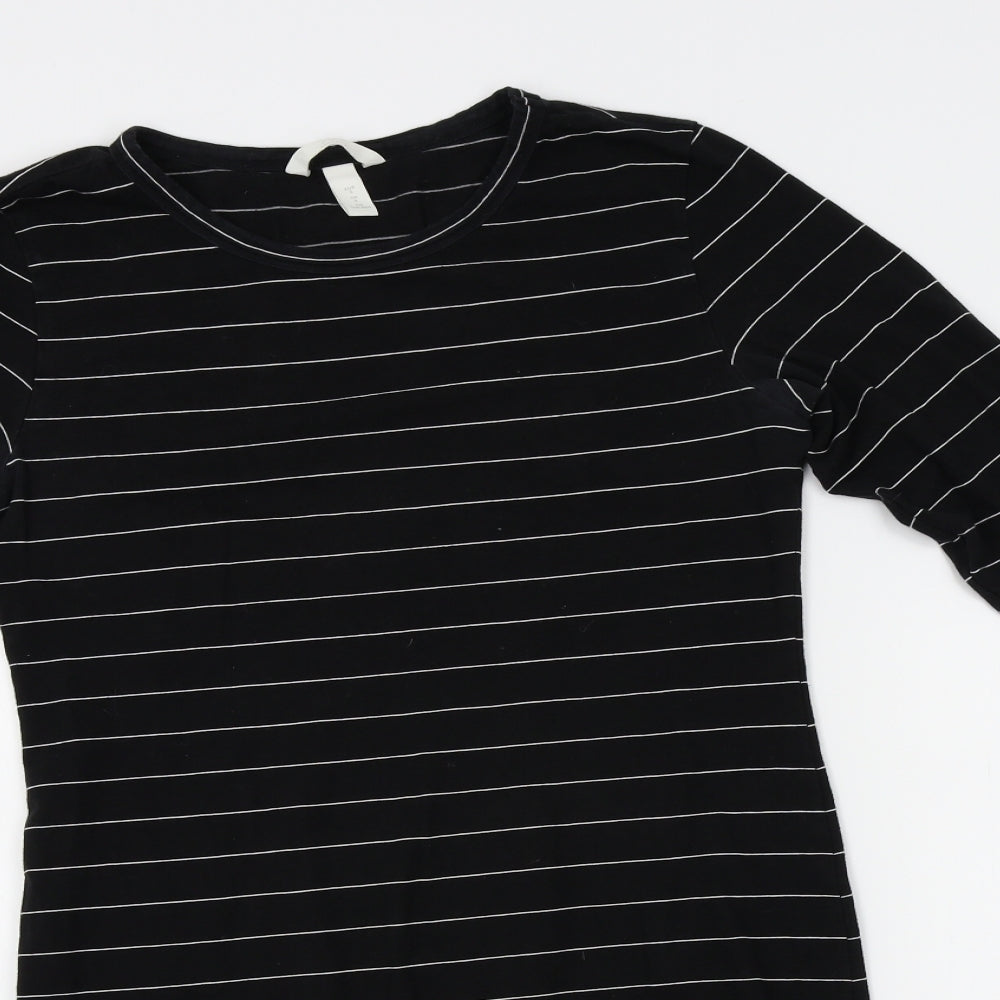 H&M Womens Black Striped  Tunic T-Shirt Size S  - grunge