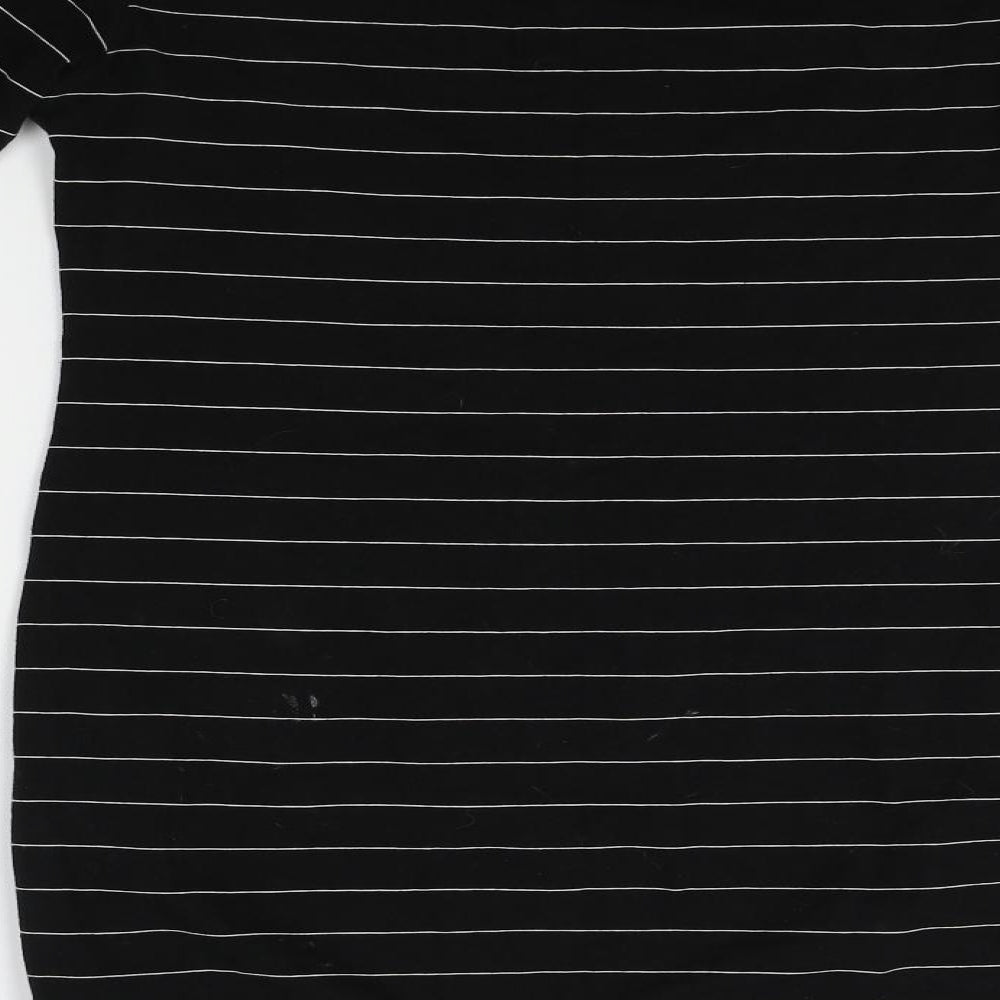 H&M Womens Black Striped  Tunic T-Shirt Size S  - grunge