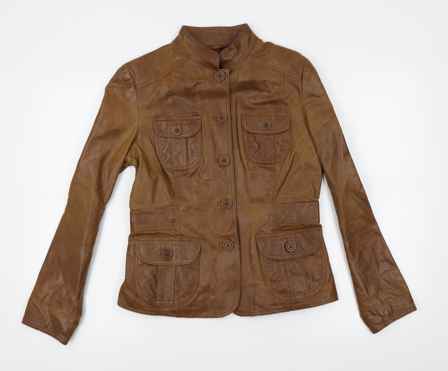 New Look Womens Brown   Biker Jacket Size 12  - leather look